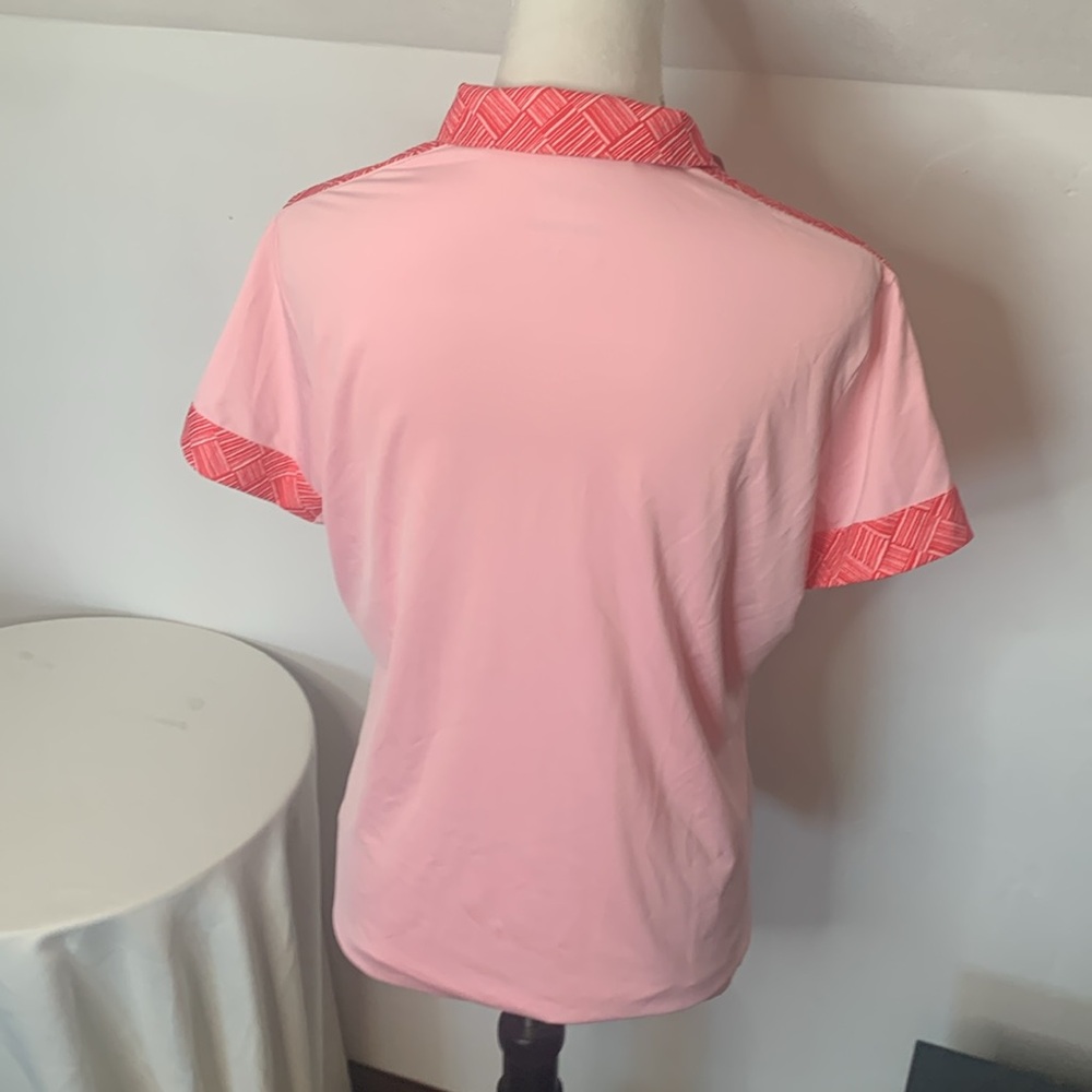Adidas NWT Pink Patterned Climacool Golf Shirt Size L - Picture 6 of 10